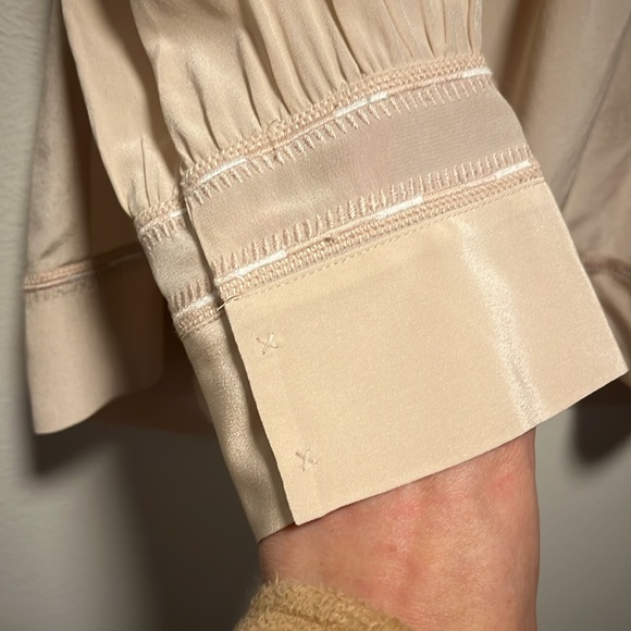 REBECCA TAYLOR Light Pink/Cream 100% Silk Embroidered Blouse, Size 2 (Fits 2/4) - Picture 5 of 11